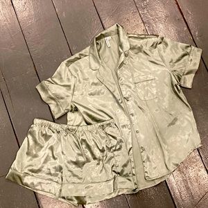 Matching sage green pajama set